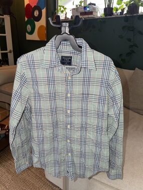 Abercrombie & Fitch Mint and Navy Plaid Shirt